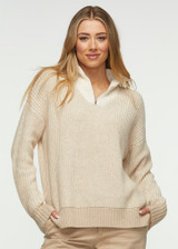 Quarter Zip Sweater - Almond