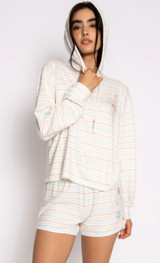 Livin In The Sunshine Hoodie - Ivory Multi-Stripe