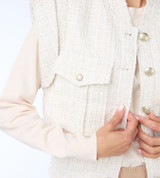 Gilet Short Tweed Sleeveless Jacket - Off White
