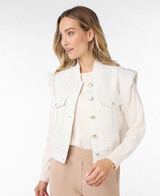  Gilet Short Tweed Sleeveless Jacket - Off White