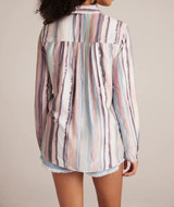 Long Sleeve Rounded Hem Button Down - Costal Stripe