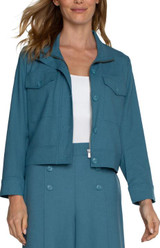 Utility Crop Jacket - Ocean Blue