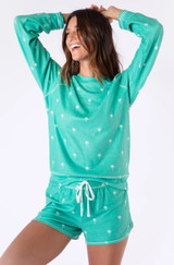 Beach More Worry Less Lounge Shorts - Green Flare