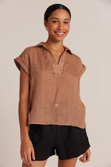 Linen Short Sleeve Pullover - Desert Brown