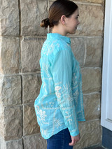 Botanique Double Button Oversized Shirt - Marine Blue 