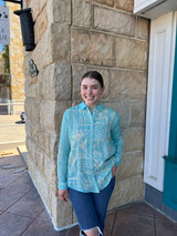 Botanique Double Button Oversized Shirt - Marine Blue 