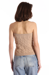 Cable Strapless Top - Brown Sugar