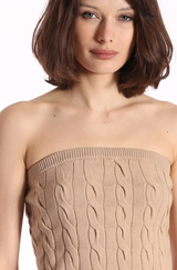Cable Strapless Top - Brown Sugar
