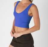 Reversable Herringbone Crop Top - Royal Blue 