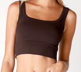 Chevron Ribbed Crop Top - Chocolate