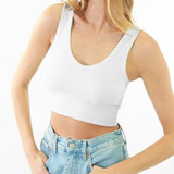 Reversable Herringbone Crop Top - White