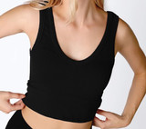 Reversable Herringbone Crop Top - Black