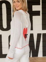 Love Zip Cotton Hoodie - Breaker White 