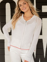 Love Zip Cotton Hoodie - Breaker White 