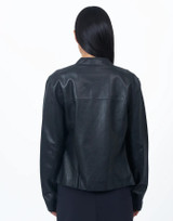 Quinn Washed Leather Jacket - Black 