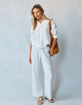 Side Embroidery Beach Pant - White