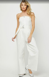 Strapless Off White Denim Romper