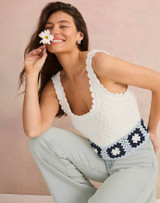 Sonia Crochet Sweater Tank - White 