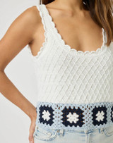 Sonia Crochet Sweater Tank - White 