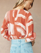 Tie Up Pullover Top - Abstract Art Print