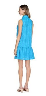 High Neck Trim Dress - Turquoise 