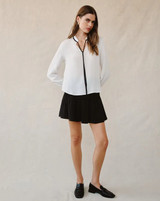 Contrast Trim Pullover- Off White