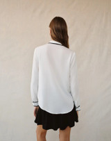 Contrast Trim Pullover- Off White