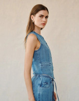 High Neck Fitted Vest- Medium Vintage Wash