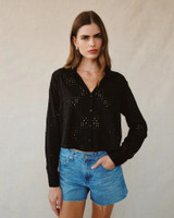 Contrast Button Down- Black