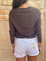 Cotton Cashmere Frayed Edge V- Brown