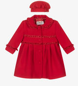 Infant Girls Red Coat With Hat Set - Red