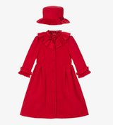 Girls Red Coat With Hat Set - Red