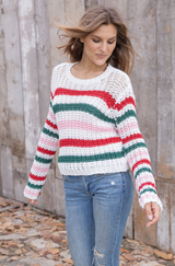 North Pole Striped Cotton Crew- Breaker White Stripe North Pole Striped Cotton Crew- Breaker White Stripe