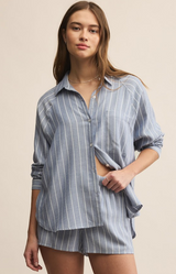 River Plaid Button Up- Blue