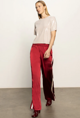 Satin Track Pant- Crimson