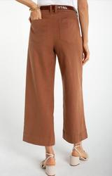 High Rise Crop Wide Leg Pant- Mocha Brown