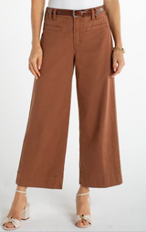High Rise Crop Wide Leg Pant- Mocha Brown