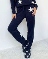 Navy Oat Stars Fuzzy Sweater PJ Set