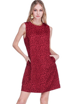 Sleeveless Shift Dress- Cheetah Brocade