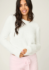 Bundle Up Boucle Long Sleeve Top- Ivory