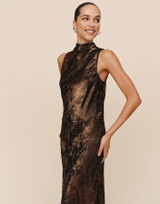 Cowl Neck Bias Top - Bronze Shimmer