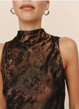 Cowl Neck Bias Top - Bronze Shimmer