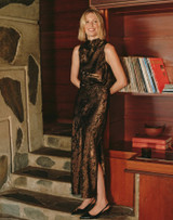 Side Slit Bias Maxi Skirt - Bronze Shimmer