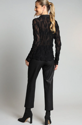 Stretch Lace Shirt- Black