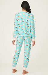 Sweet Life Cupcake Print PJ Set- Bright Aqua