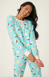 Sweet Life Cupcake Print PJ Set- Bright Aqua