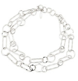 Julie Silver Double Layered Oval And Round Link Chain - Silver 