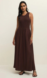 Juniper Linen Maxi Dress - Chocolate Cherry