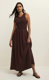 Juniper Linen Maxi Dress - Chocolate Cherry
