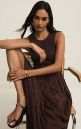 Juniper Linen Maxi Dress - Chocolate Cherry